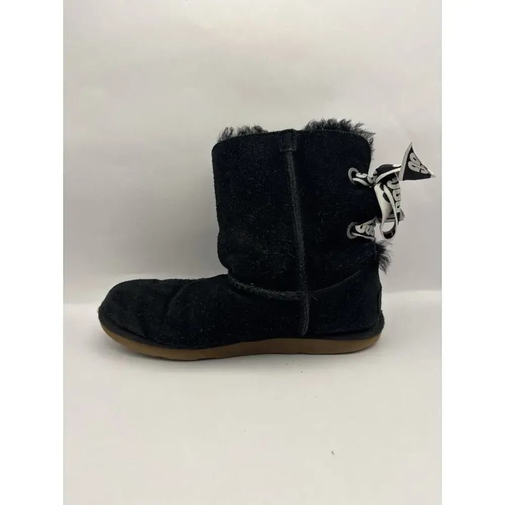 Ugg Bailey Bow II Black Boots Kids Size 5